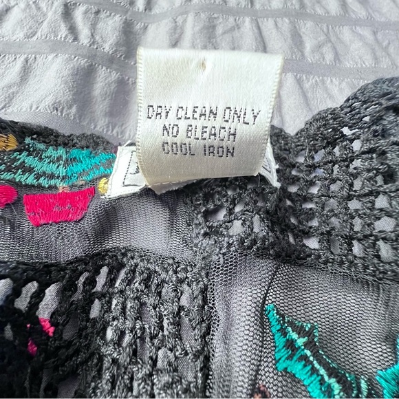 JENNI MAX VTG Silk Rayon Blend Christmas Crochet Embroidered Squares Cardigan M - Picture 11 of 11